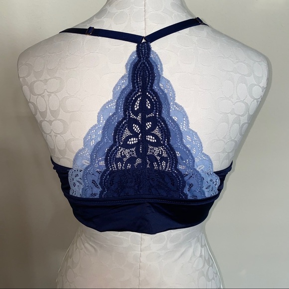 aerie Other - Aerie silk and lace racerback navy blue bra